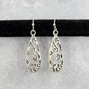 Silver Tear Drop Bohemian Floral Hook Dangle Earring Retro Fashion Jewelry JB2-3